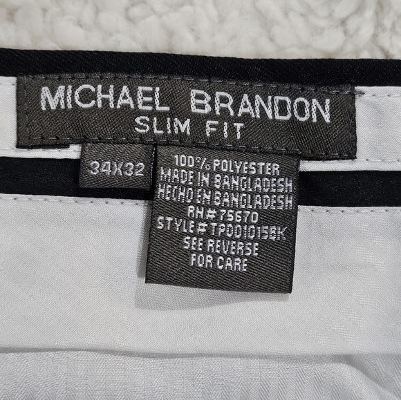 Michael Brandon Black Strait Front Slim Fit  Dress Pants Size 34X 32 - Picture 3 of 3